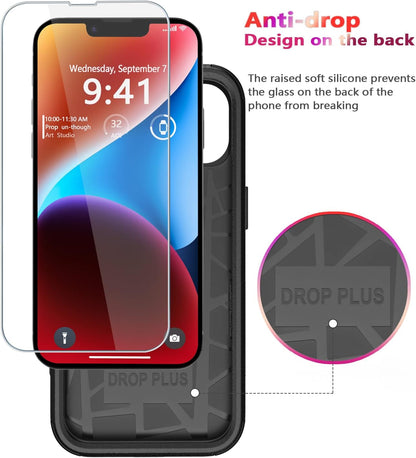 Diverbox for iPhone 14 Case [Shockproof] [Dropproof] [Tempered Glass Screen + Camera Lens Protector] Heavy Duty Protection Phone Case Cover for iPhone 14 6.1inch