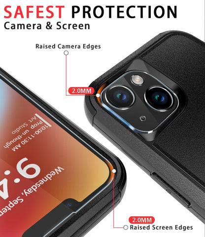 Diverbox for iPhone 14 Case [Shockproof] [Dropproof] [Tempered Glass Screen + Camera Lens Protector] Heavy Duty Protection Phone Case Cover for iPhone 14 6.1inch