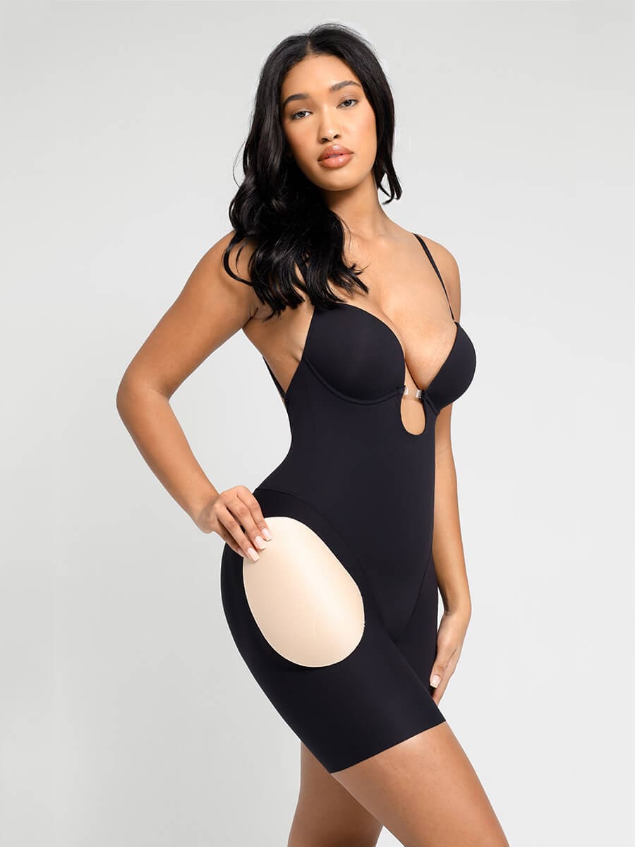 Hipnexa® – Plunge Back Shaping Bodysuit with Removable Butt and Hip Pads