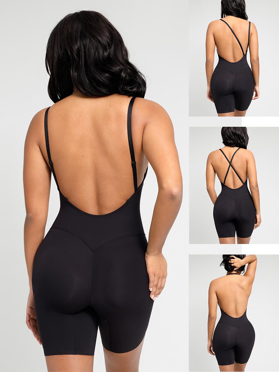 Hipnexa® – Plunge Back Shaping Bodysuit with Removable Butt and Hip Pads