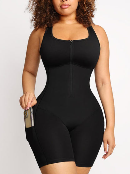 Wholesale Stretch Athletic Sauna Bodyshaper With Pockets
