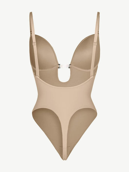 Olivara® One-Piece Bridal Bodysuit with Plunge Front and Open Back