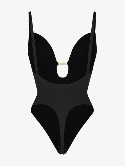 Olivara® One-Piece Bridal Bodysuit with Plunge Front and Open Back
